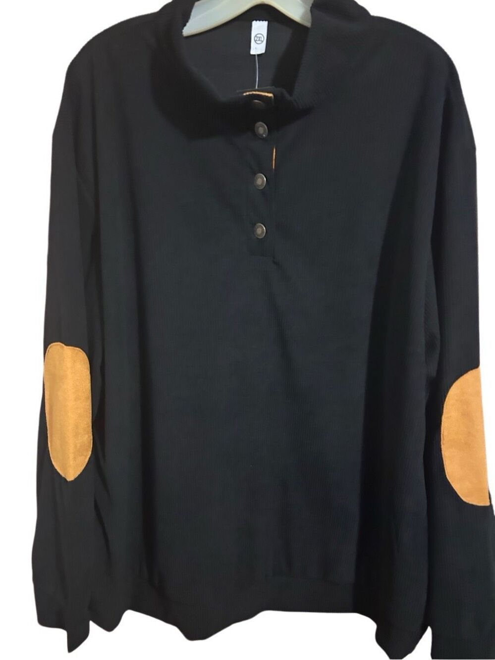 Men’s Size 2XL Men’s Corduroy Sweatshirt 1/4 Button Up Long Sleeve Elbow Patches